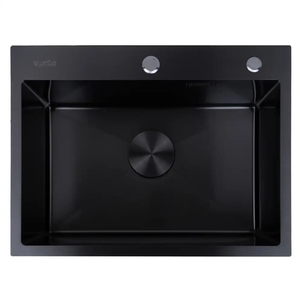 Мойка кухонная Ventolux HMKS 6045 PVD BK 3/0,8 - Фото 1