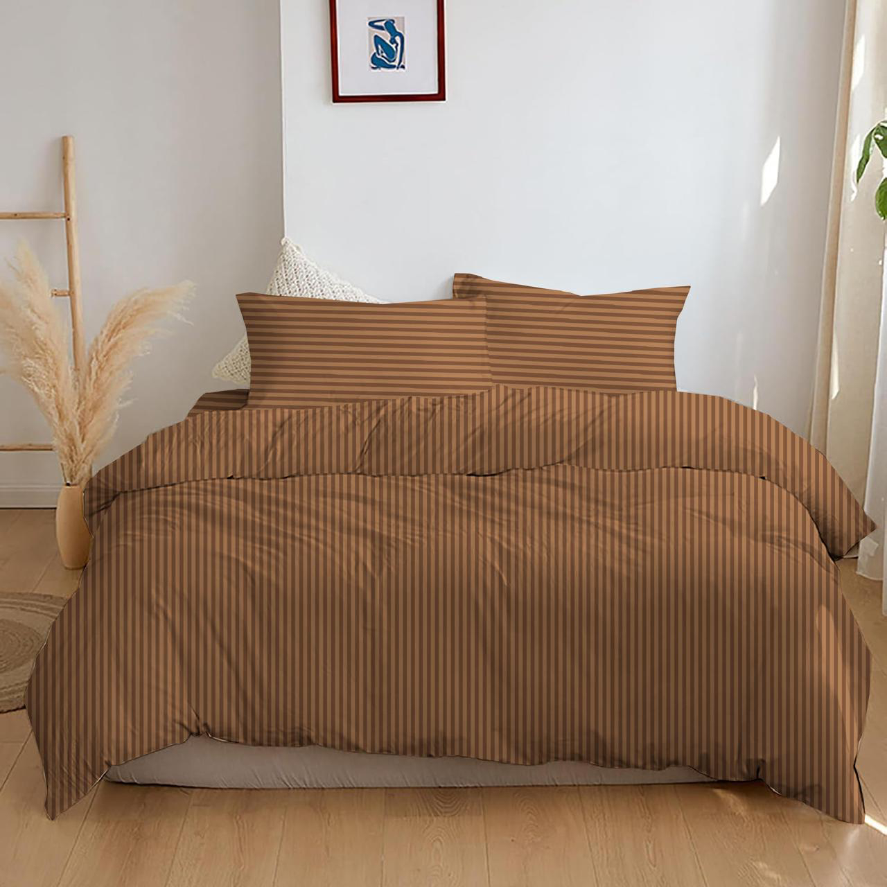 Комплект постельного белья Zastelli 15-1511 Mahogany Stripe 1 см бязь 175х210 Бежевый (21838) - Фото 1