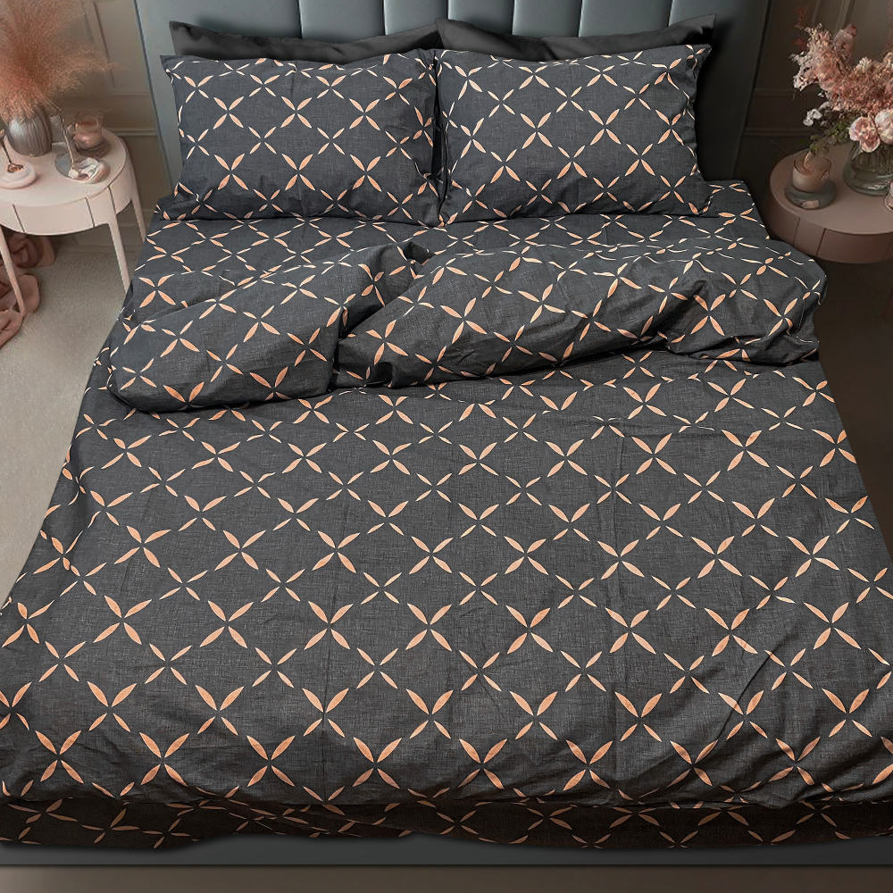 Комплект постельного белья Zastelli Орнамент Dark Grey бязь 200х220 см серый (40-1427) - Фото 1