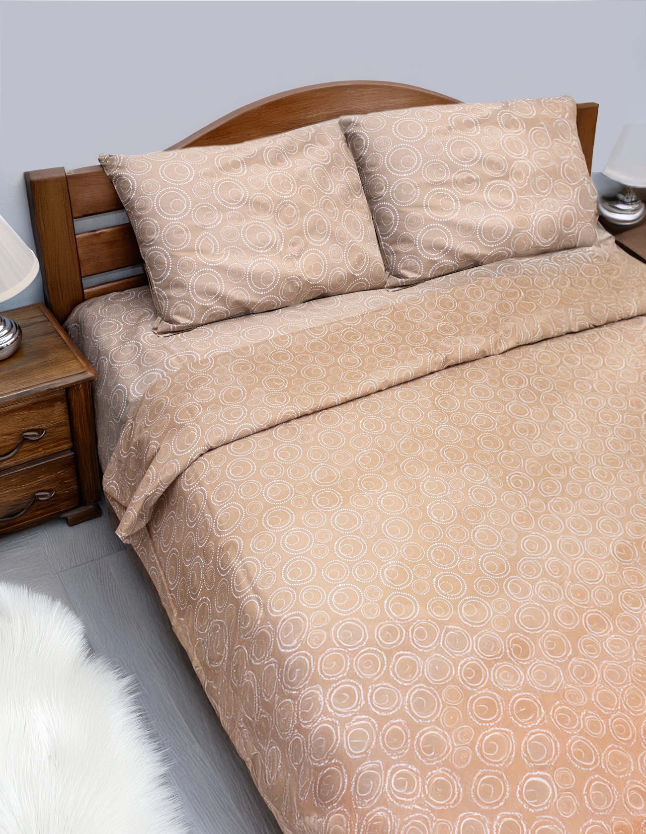 Комплект постельного белья Zastelli BUBBLE BEIGE бязь 200х220 см коричневый (16285) - Фото 1