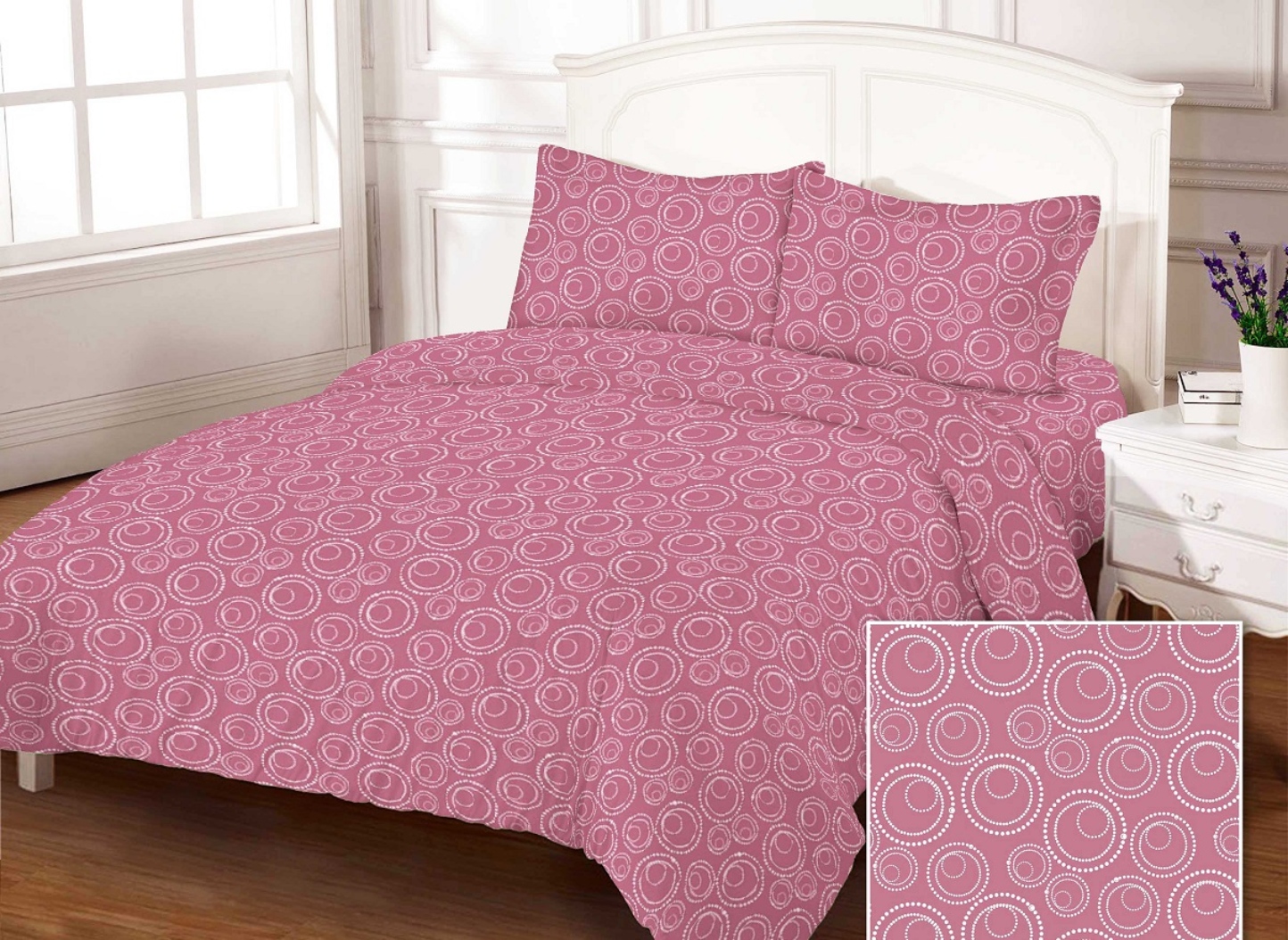 Комплект постельного белья Zastelli Bubble Plum бязь Gold USA 200х220 см розовый (18076) - Фото 1