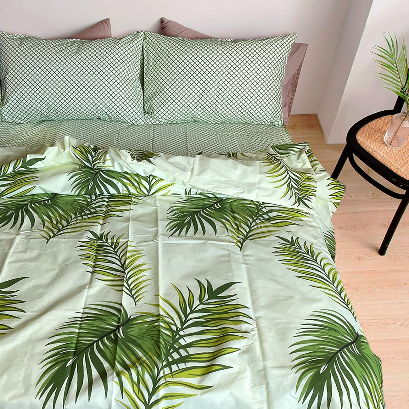 Комплект постельного белья Zastelli Green leaves/Green Revers бязь 200х220 см разноцветный (19657) - Фото 1