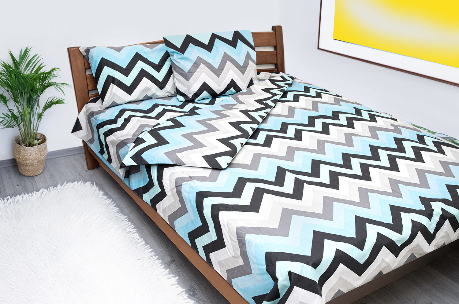 Комплект постельного белья Zastelli ZIGZAG Голубой бязь 200х220 см разноцветный (19966) - Фото 1