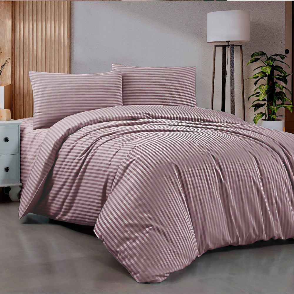 Комплект постельного белья Zastelli Rose Stripe сатин Поликотон 200х220 см розовый (21705) - Фото 1