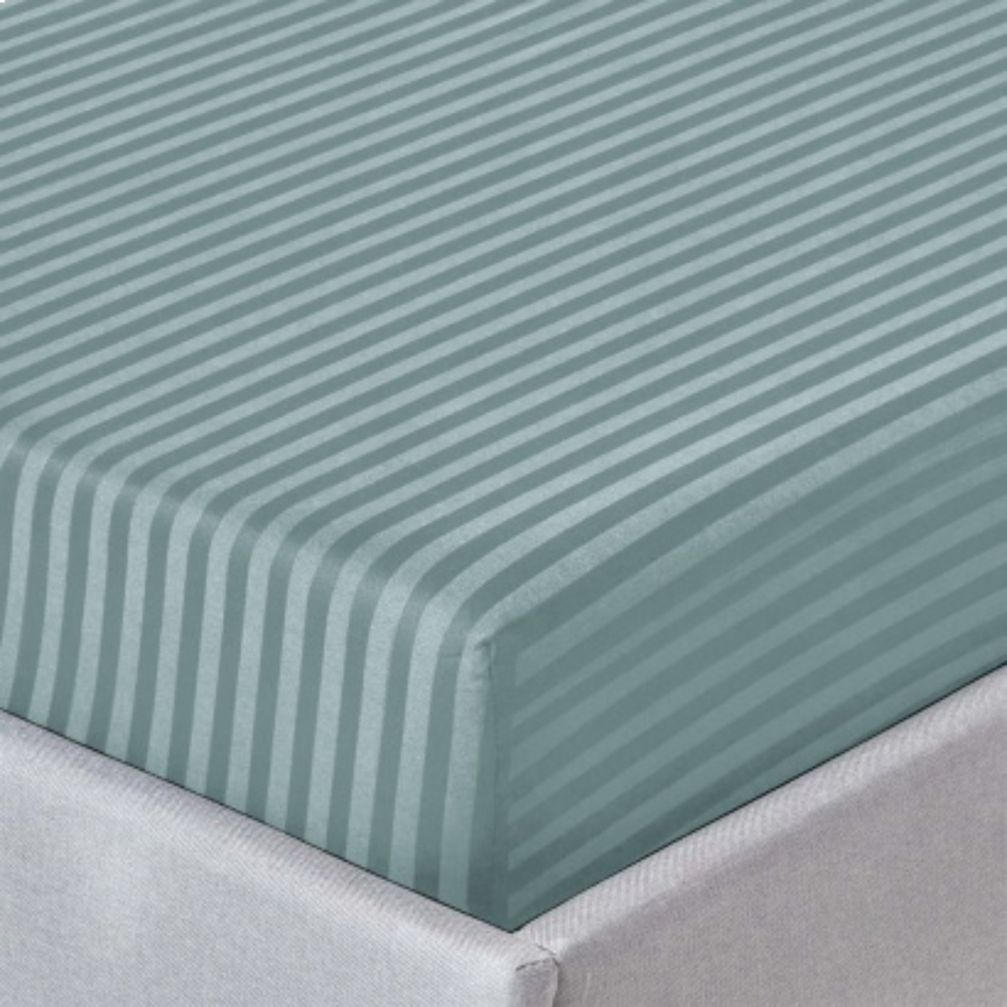 Простынь двуспальная Zastelli на резинке Green stripe поликоттон 180х200+20 см Зеленое (21755) - Фото 1