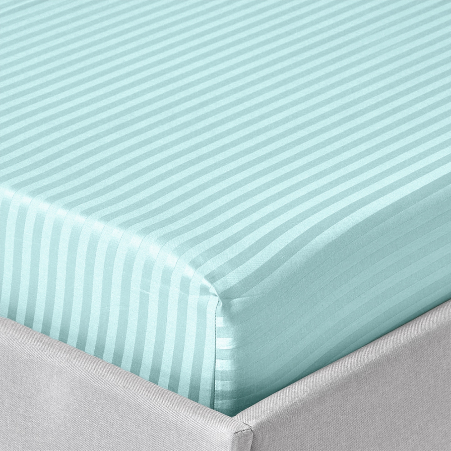 Простынь односпальная Zastelli на резинке Mint stripe поликоттон 100х200+20 см Зеленый (21871) - Фото 1