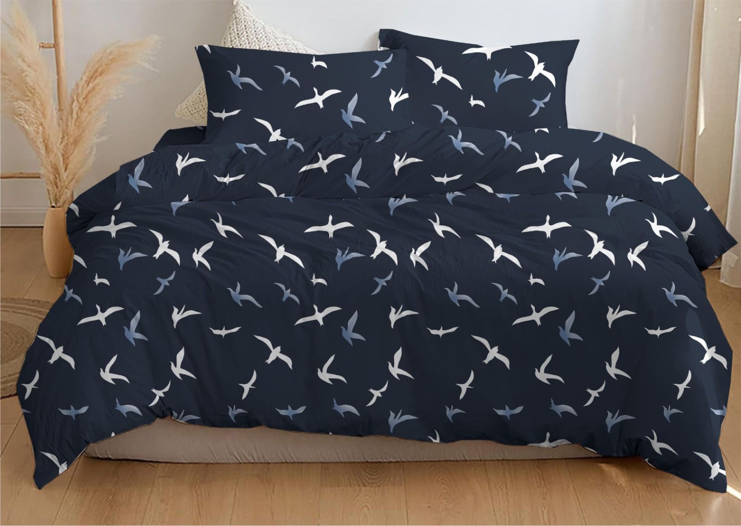 Комплект постельного белья Zastelli Birds on blue Front бязь 200х220 (22626) - Фото 1