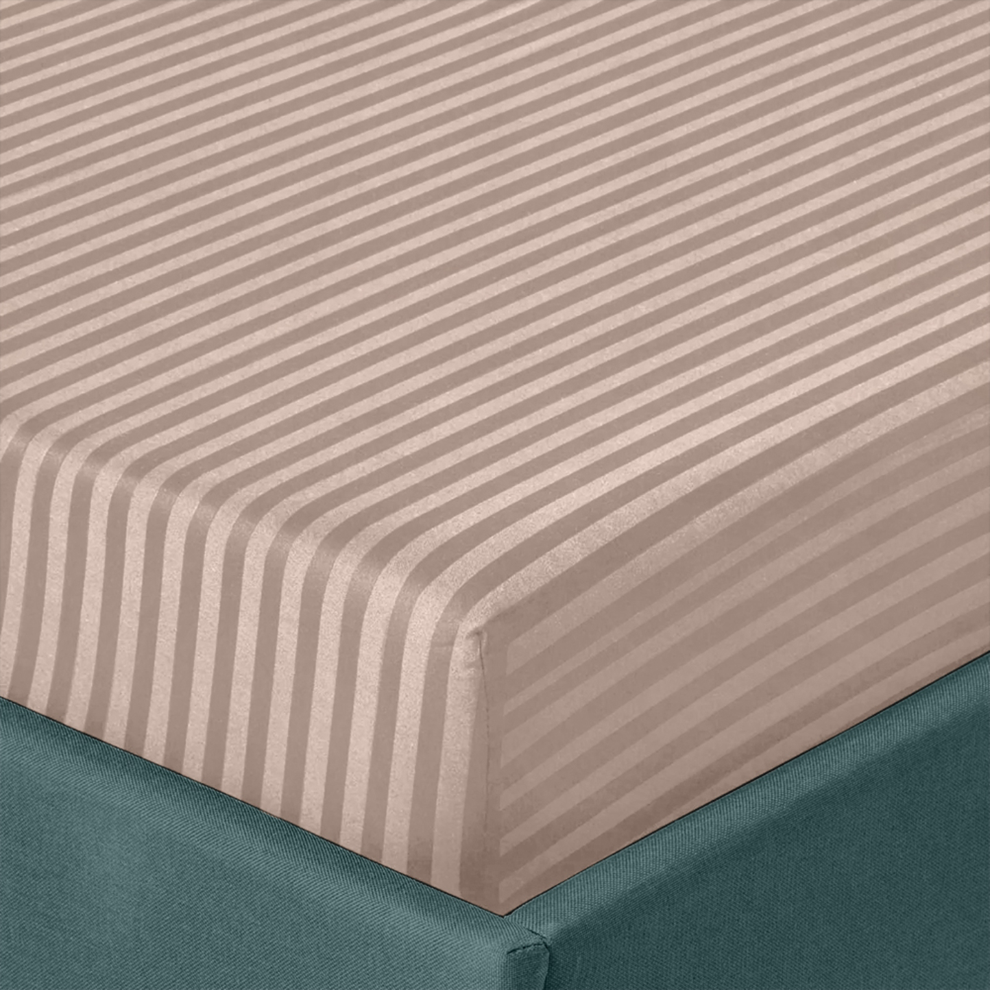 Простынь двуспальная Zastelli на резинке Ivory Stripes 1 см сатин 100% хлопок 180х200+25 см Айвори (22284) - Фото 1