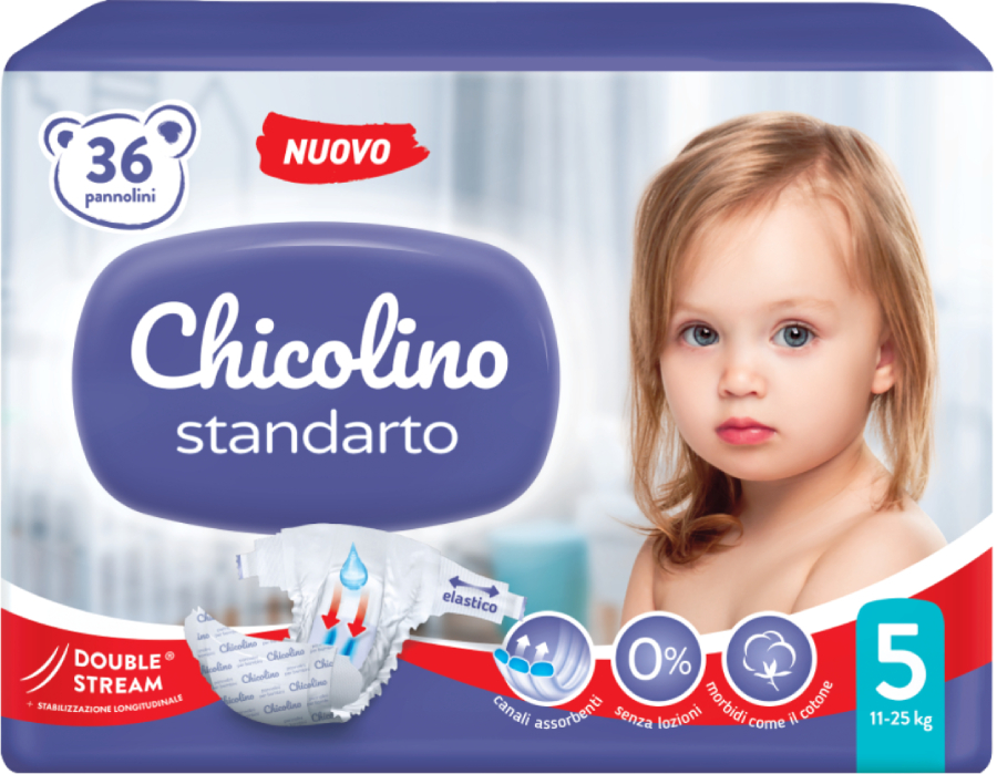 Одноразові підгузки Chicolino 5 (11-25кг) 36 шт. MIDDLE Standarto (4823098410553) - Фото 1