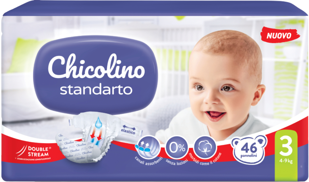 Одноразові підгузки Chicolino 3 (4-9кг) 46 шт. MIDDLE Standarto (4823098410546) - Фото 1