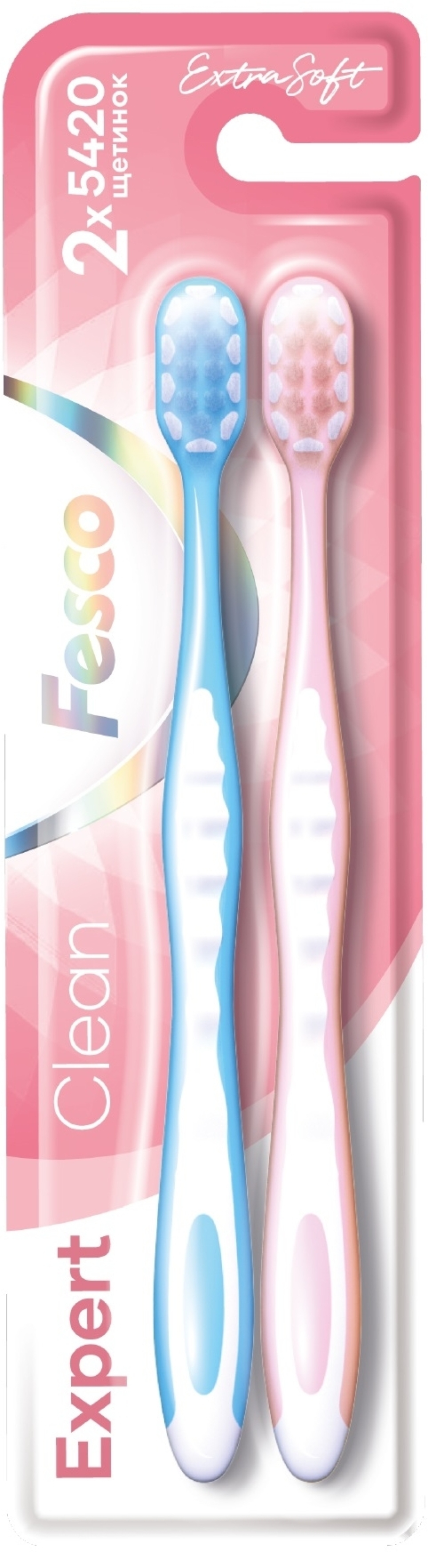 Зубна щітка Fesco Expert Clean 2 шт. рожева, блакитна (4820204702311) - Фото 1