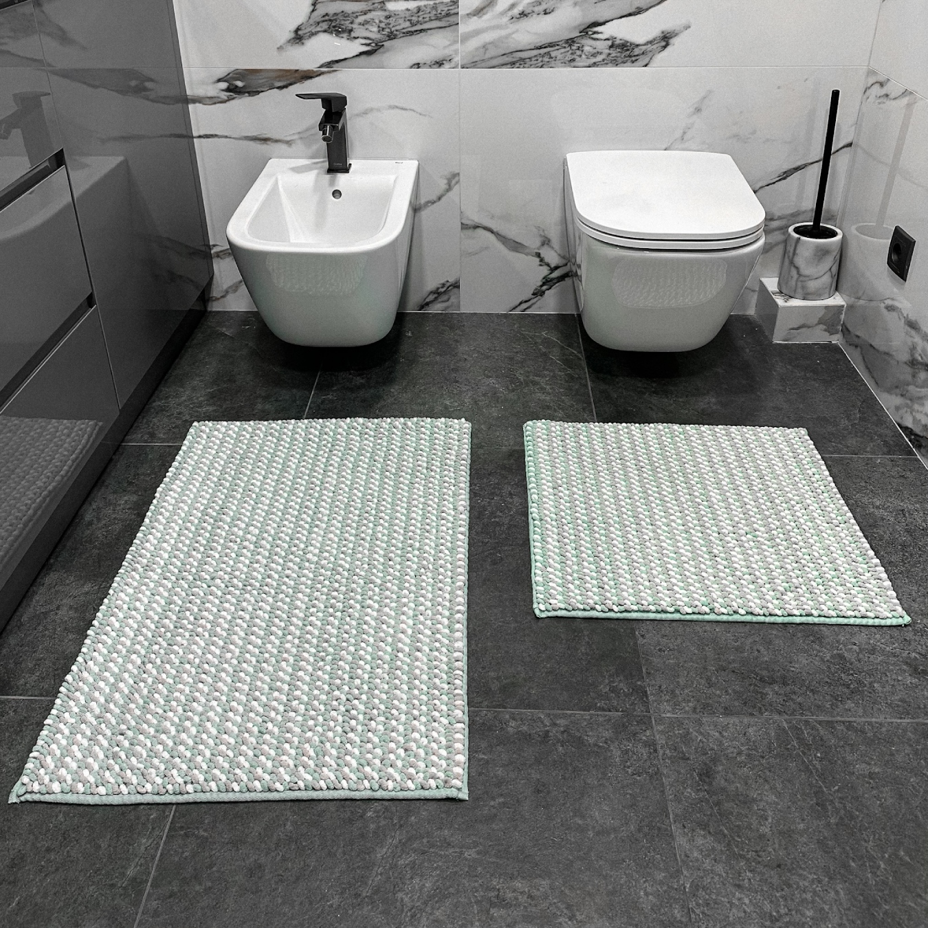 Купить Набор ковров DarianA микрофибра Melody 55х80+55х50 см Морской (1000007501) - Фото 1 Набор ковров DarianA микрофибра Melody 55х80+55х50 см Морской (1000007501) - Фото 1