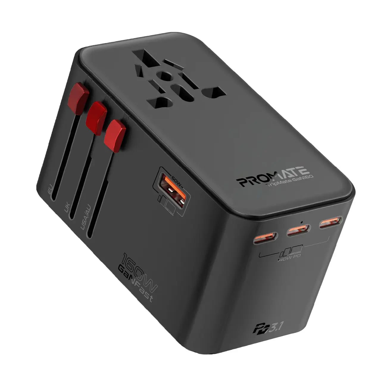 Сетевое зарядное устройство Promate tripmate-gan160 - Фото 1