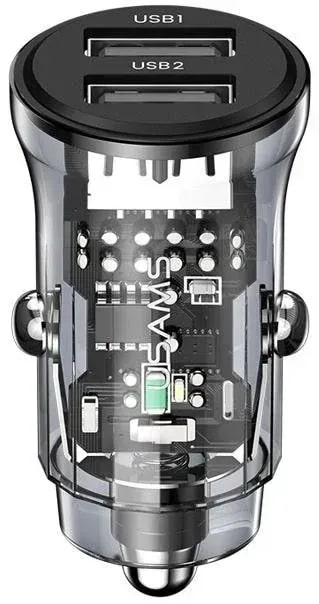 Автомобільний зарядний пристрій Usams CC16215 W USB та USB Black - Фото 1