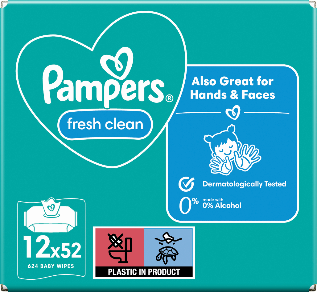 Вологі серветки для немовлят Pampers Fresh Clean, 624 шт. (12*52 шт) (81778530) - Фото 1