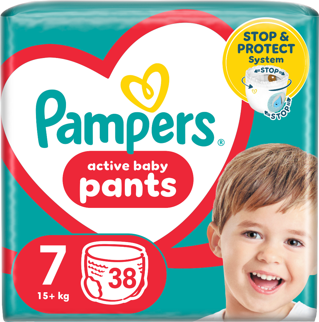 Одноразовые подгузники-трусики Pampers Active Baby Pants Размер 7 (15+ кг) 38 шт. (80815111) - Фото 1
