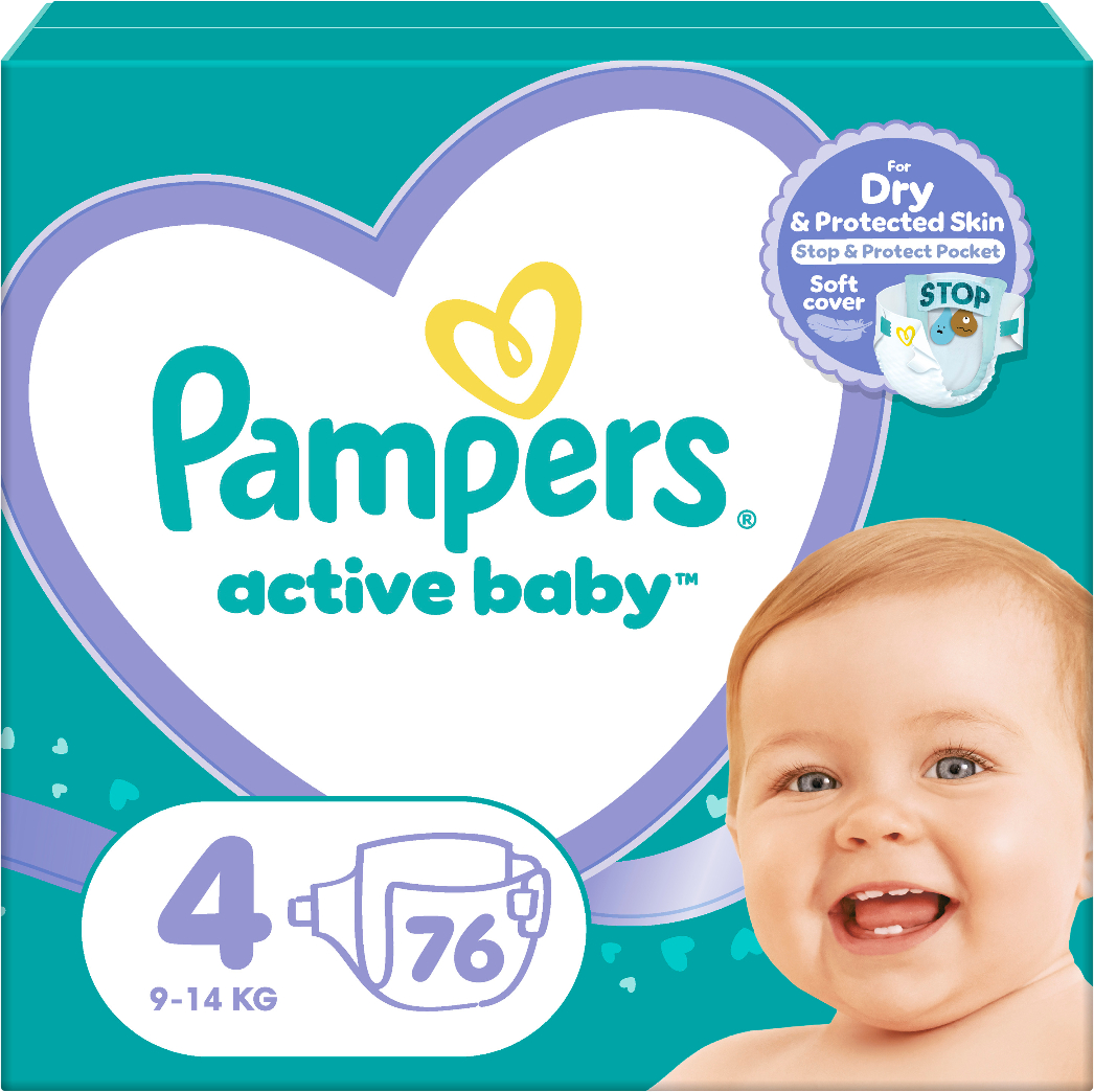 Одноразовые подгузники Pampers Active Baby Размер 4 (9-14 кг), 76 шт. (80843226) - Фото 1