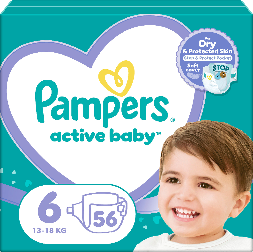 Одноразовые подгузники Pampers Active Baby Размер 6 (13-18 кг), 56 шт. (80843228) - Фото 1