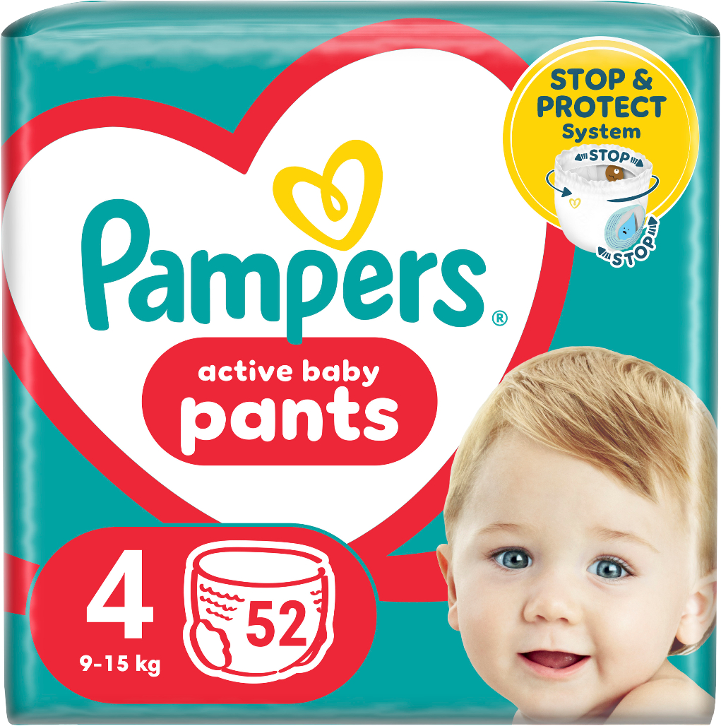 Одноразовые подгузники-трусики Pampers Active Baby Pants Размер 4 (9-15 кг) 52 шт. (80815115) - Фото 1