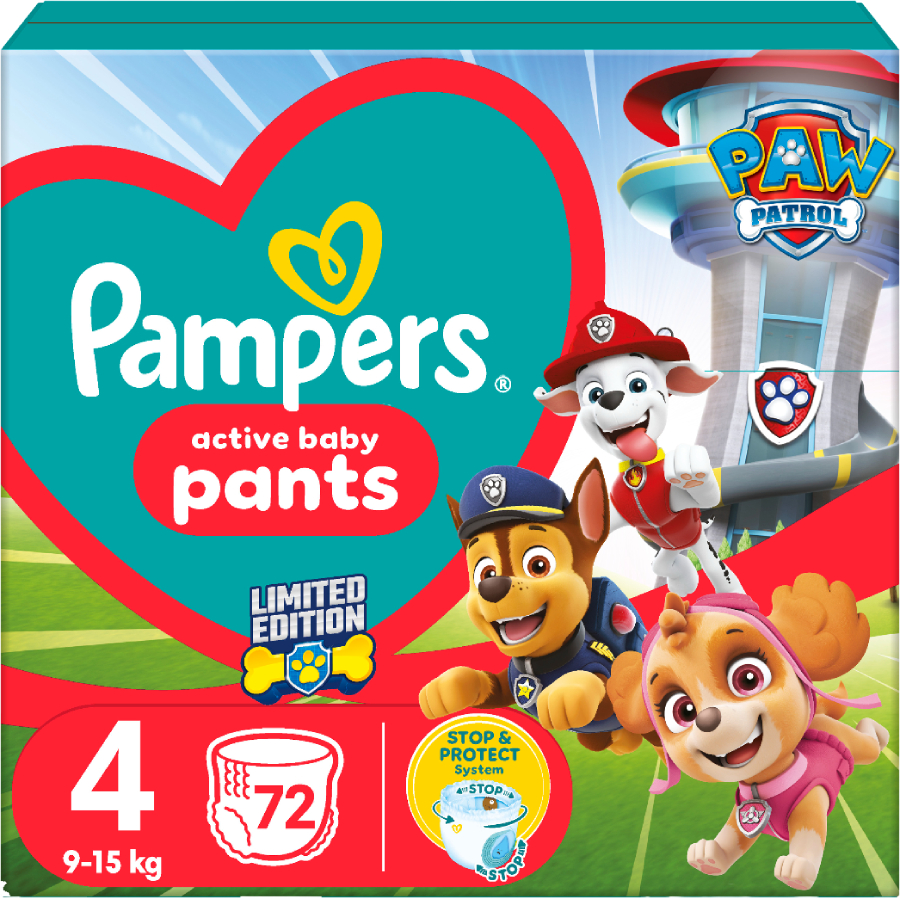 Одноразовые подгузники-трусики Pampers Active Baby Pants "Щенячий патруль" Размер 4 (9-15 кг), 72 шт. (80820386) - Фото 1