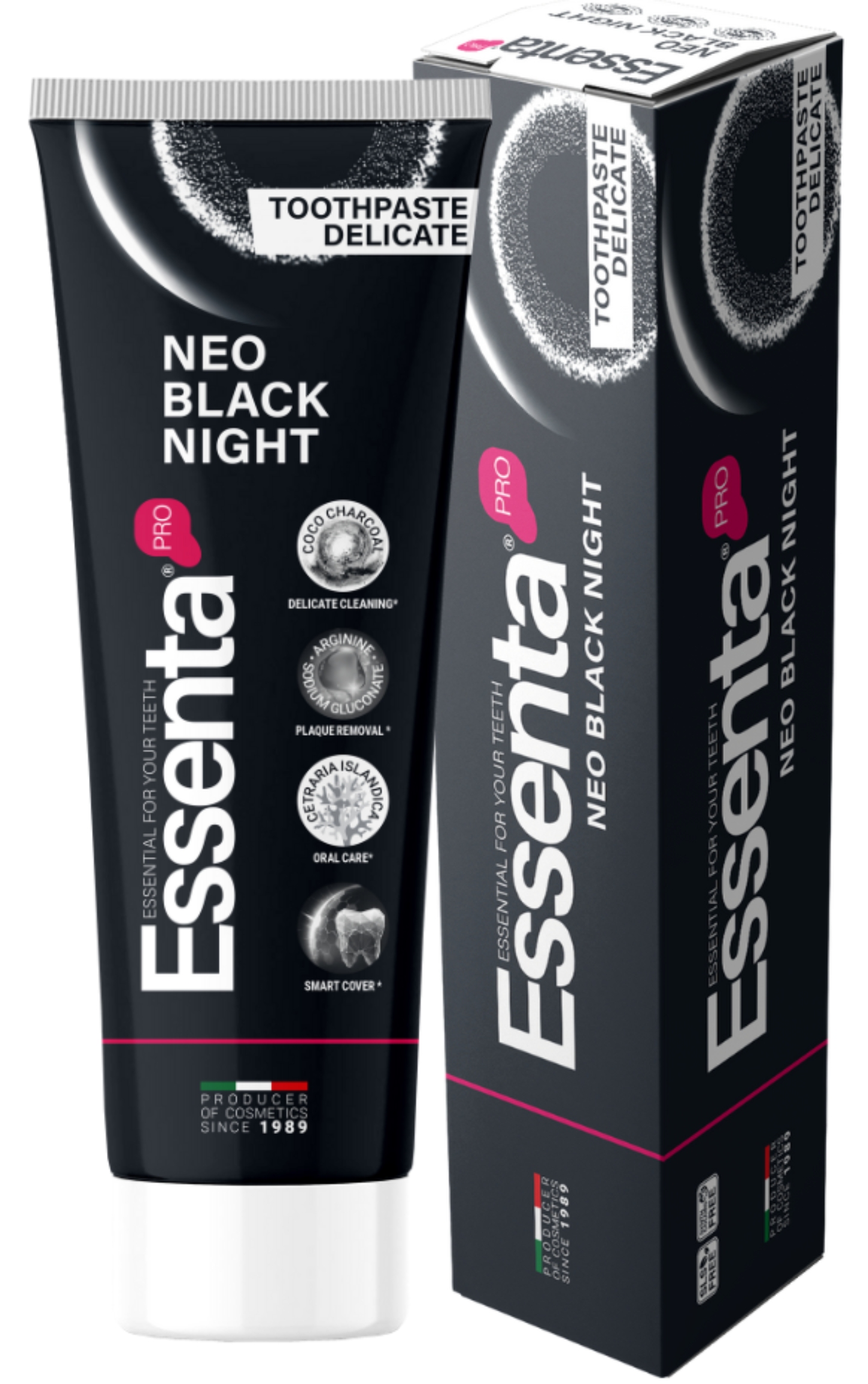 Зубная паста Essenta Pro Neo Black Night 75 мл (8031447500107) - Фото 1