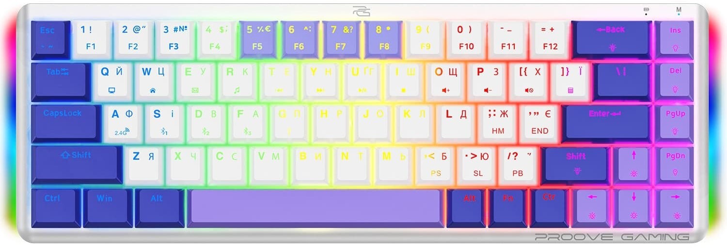 Клавіатура бездротова ігрова Proove Gaming AFK Ukraine Layout white (WKAFK1022002) - Фото 1