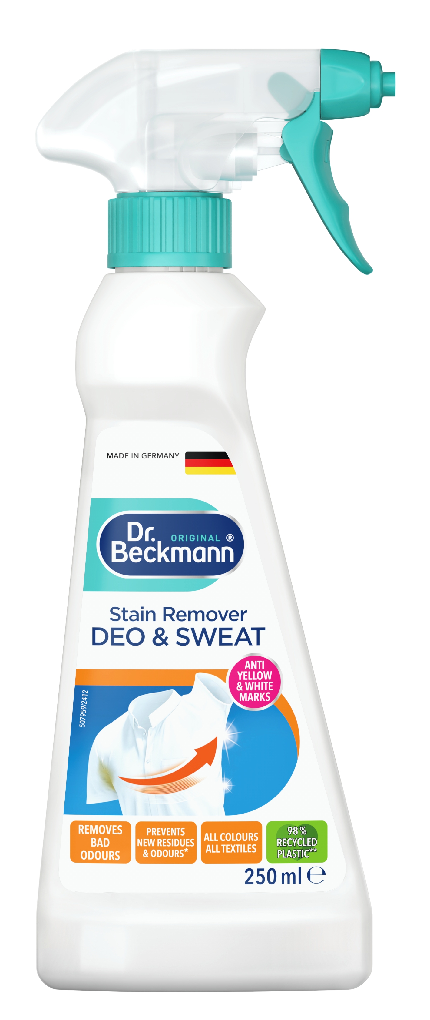 Купити Засіб для видалення плям Dr.BECKMANN Спрей от дезодоранта и пота 250 мл (4008455541112) - Фото 1 Засіб для видалення плям Dr.BECKMANN Спрей от дезодоранта и пота 250 мл (4008455541112) - Фото 1