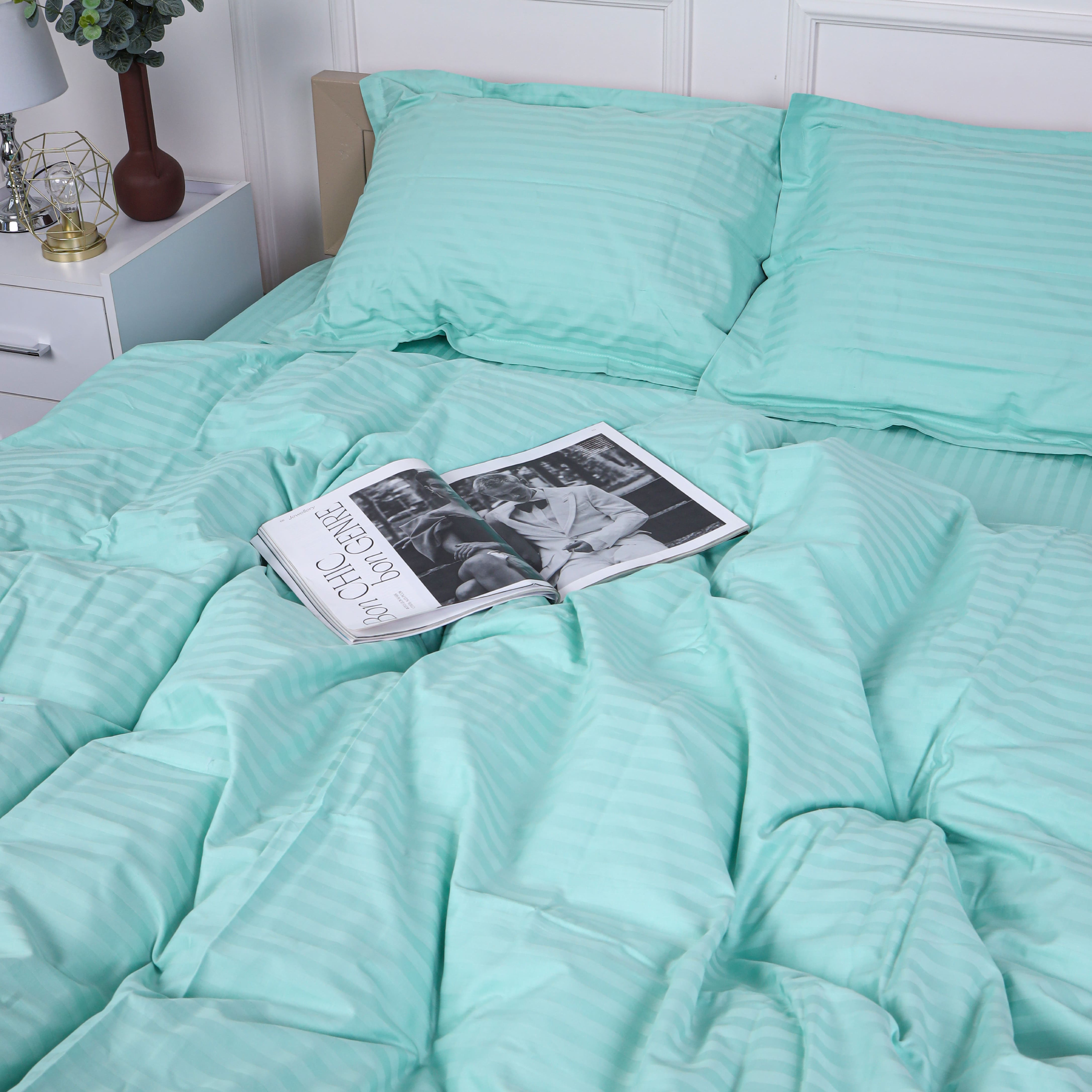 Комплект постільної білизни MirSon Satin Stripe 30-0013 Azure 200х220 см (2200005252406) - Фото 1