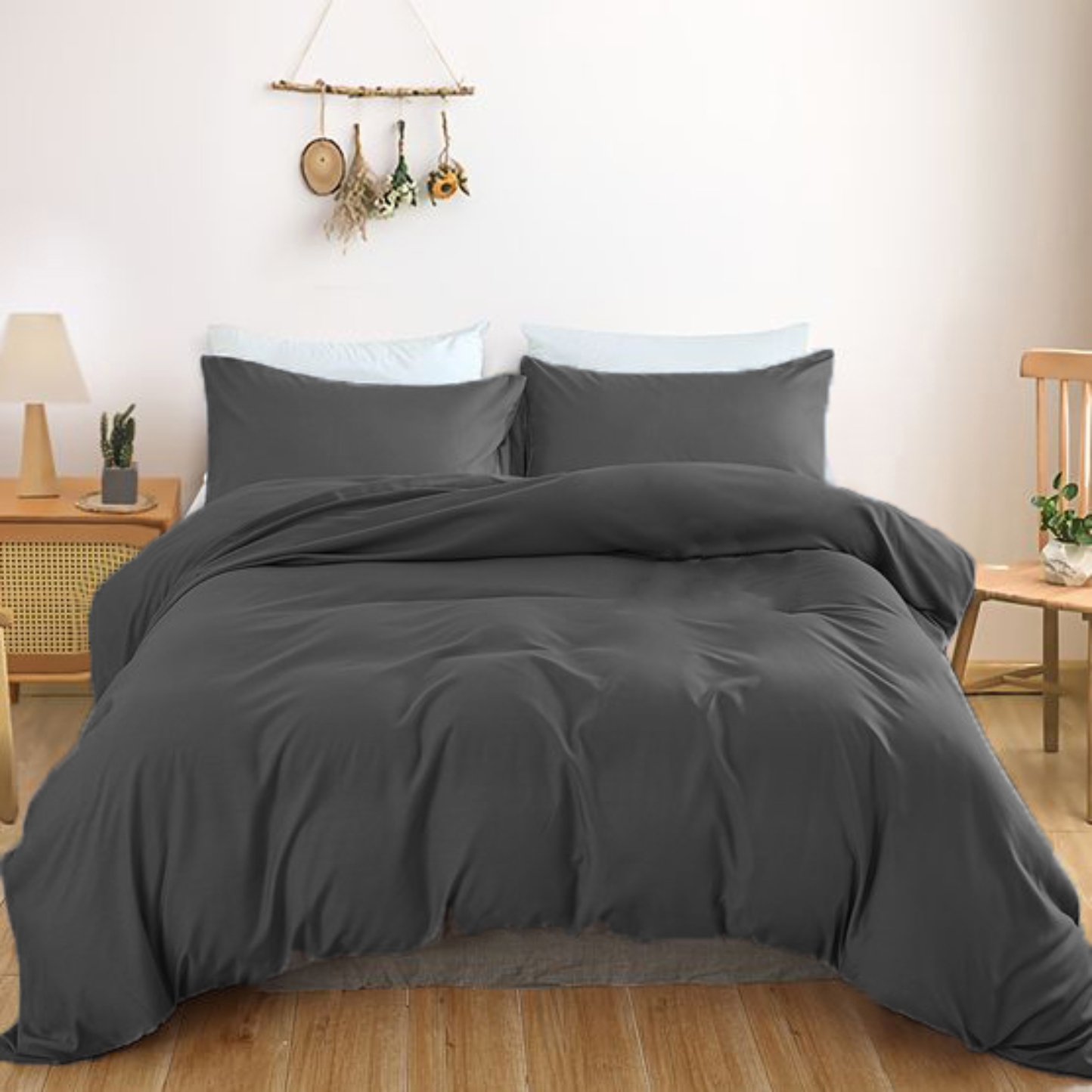 Комплект постільної білизни MirSon Satin Light Pro 10-005 Dark Gray 220х240 (2200010171211) - Фото 1
