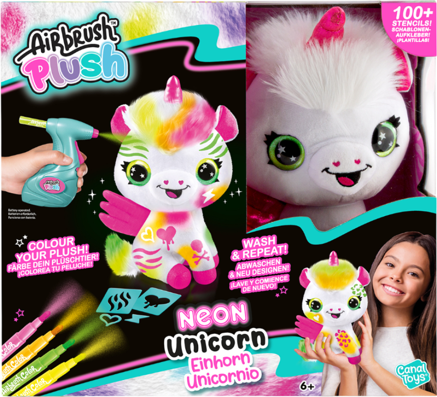 Набор для декупажа и росписи Canal Toys DIY AIRBRUSH PLUSH - Единорог Неон с фломастерами (AIR024/1) - Фото 1