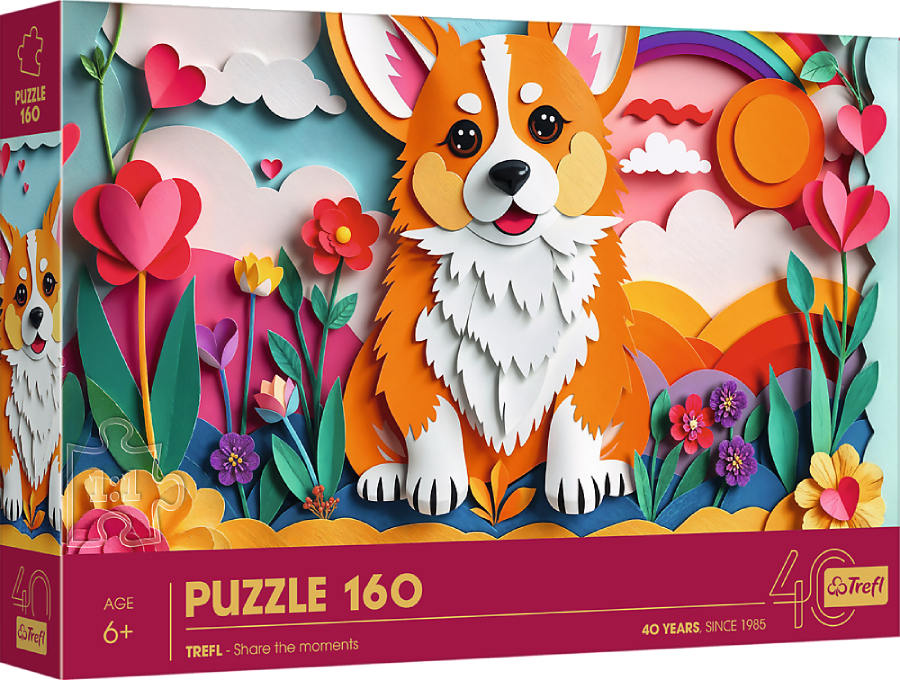 Купити Пазли (5-7 років) Trefl "160" 40 річний ювілей Трефл/Мистецтво з паперу: песик (00502) - Фото 1 Пазли (5-7 років) Trefl "160" 40 річний ювілей Трефл/Мистецтво з паперу: песик (00502) - Фото 1