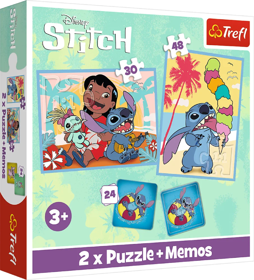 Пазлы (3-4 года) Trefl 2в1+memos Lilo&Stitch Счастливые (35851) - Фото 1