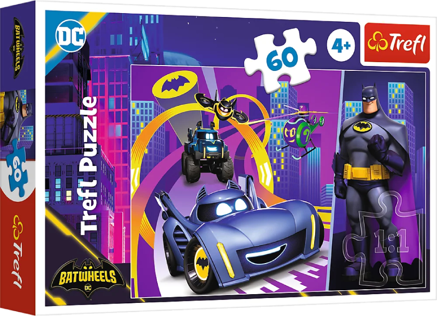 Пазлы (3-4 года) Trefl Batwheels Бэтмен и его машины 60 эл. (74007) - Фото 1