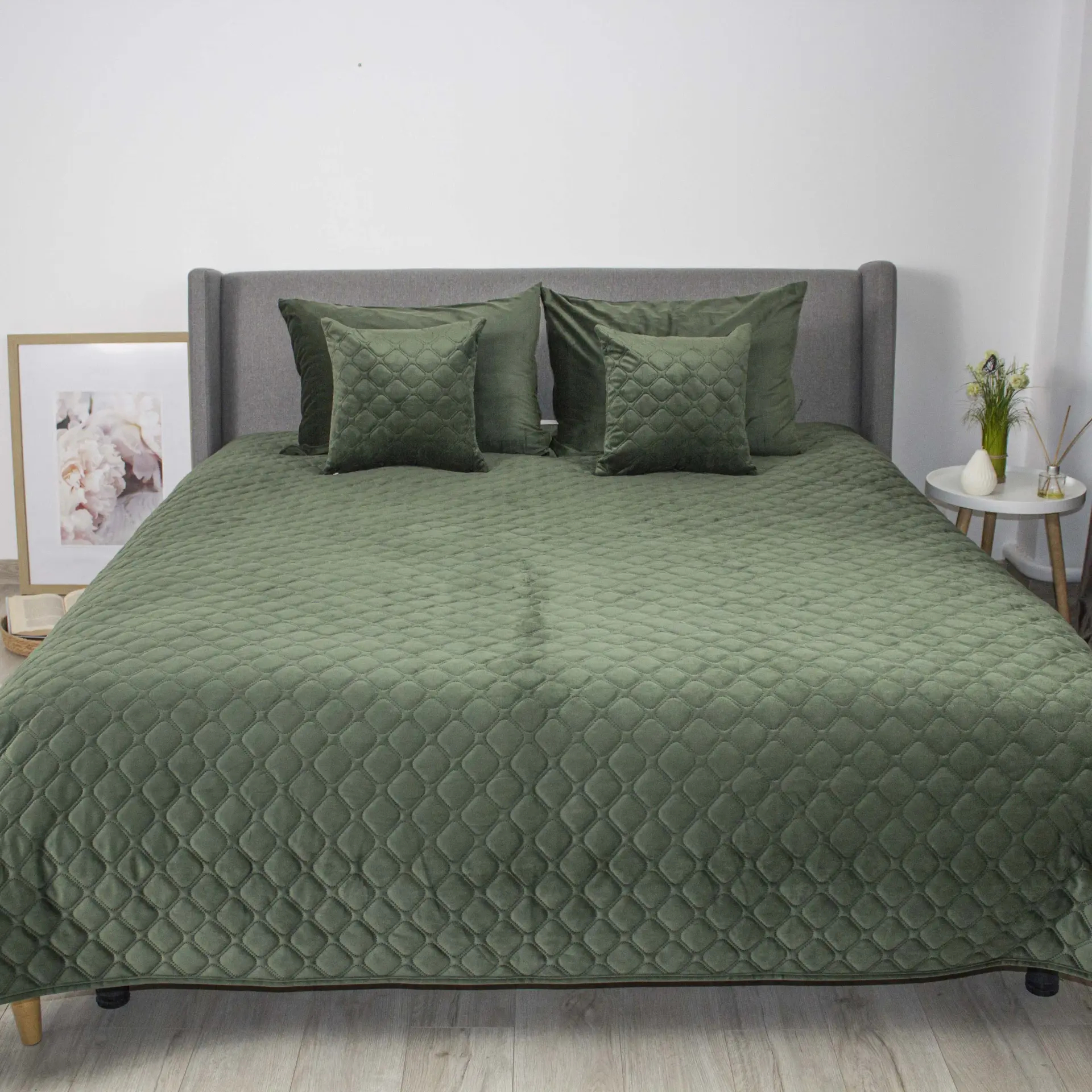 Покрывало двуспальное ТЕП VELOUR 240х260 см ДАРК ГРИН/Ромб круглый (4-00518_33938) - Фото 1