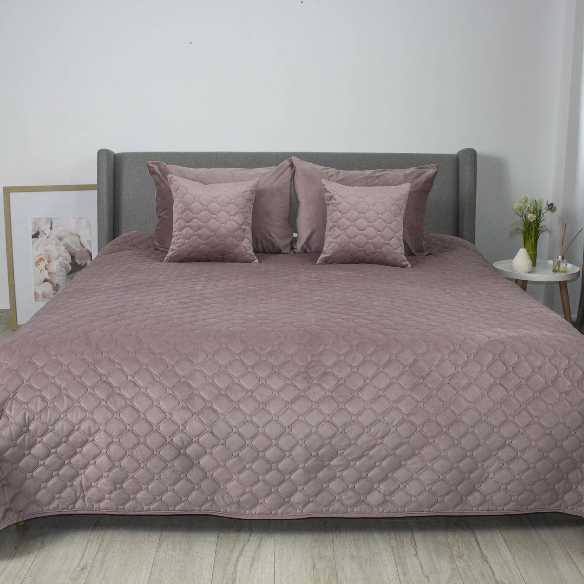 Покрывало двуспальное ТЕП VELOUR 240х260 см Орхидея/Ромб круглый (4-00518_33956) - Фото 1