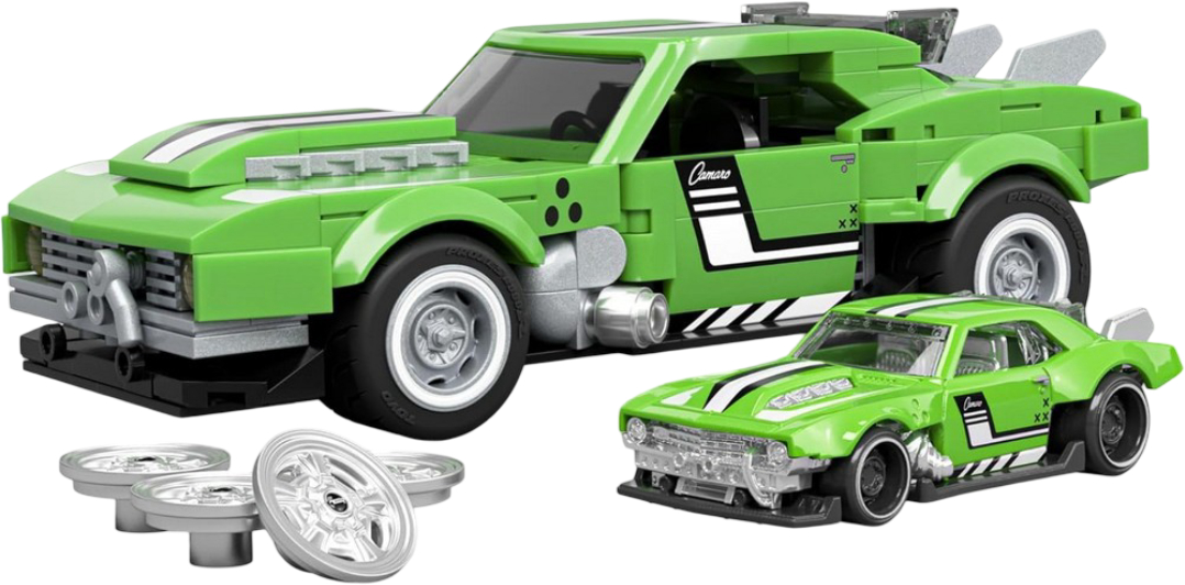 Коллекционная машинка-конструктор Hot Wheels Brick Shop Speed ​​Custom 68 Camaro 289 деталей (JFT16) - Фото 1