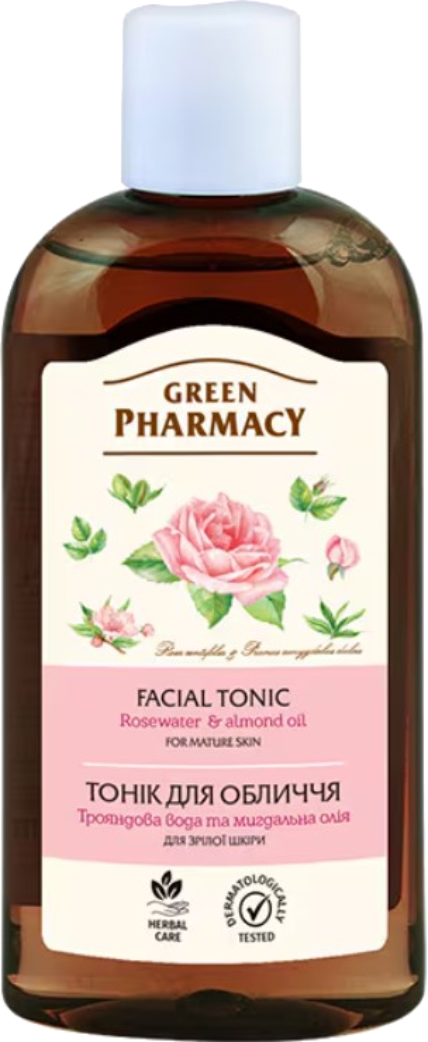 Тоник для лица Green Pharmacy розовая вода/миндальное масло 200 мл (4823015929694) - Фото 1