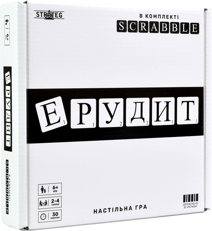 Купити Настільна гра (5-7 років) Strateg Ерудит чорно-білий українською мовою (30640) - Фото 1 Настільна гра (5-7 років) Strateg Ерудит чорно-білий українською мовою (30640) - Фото 1