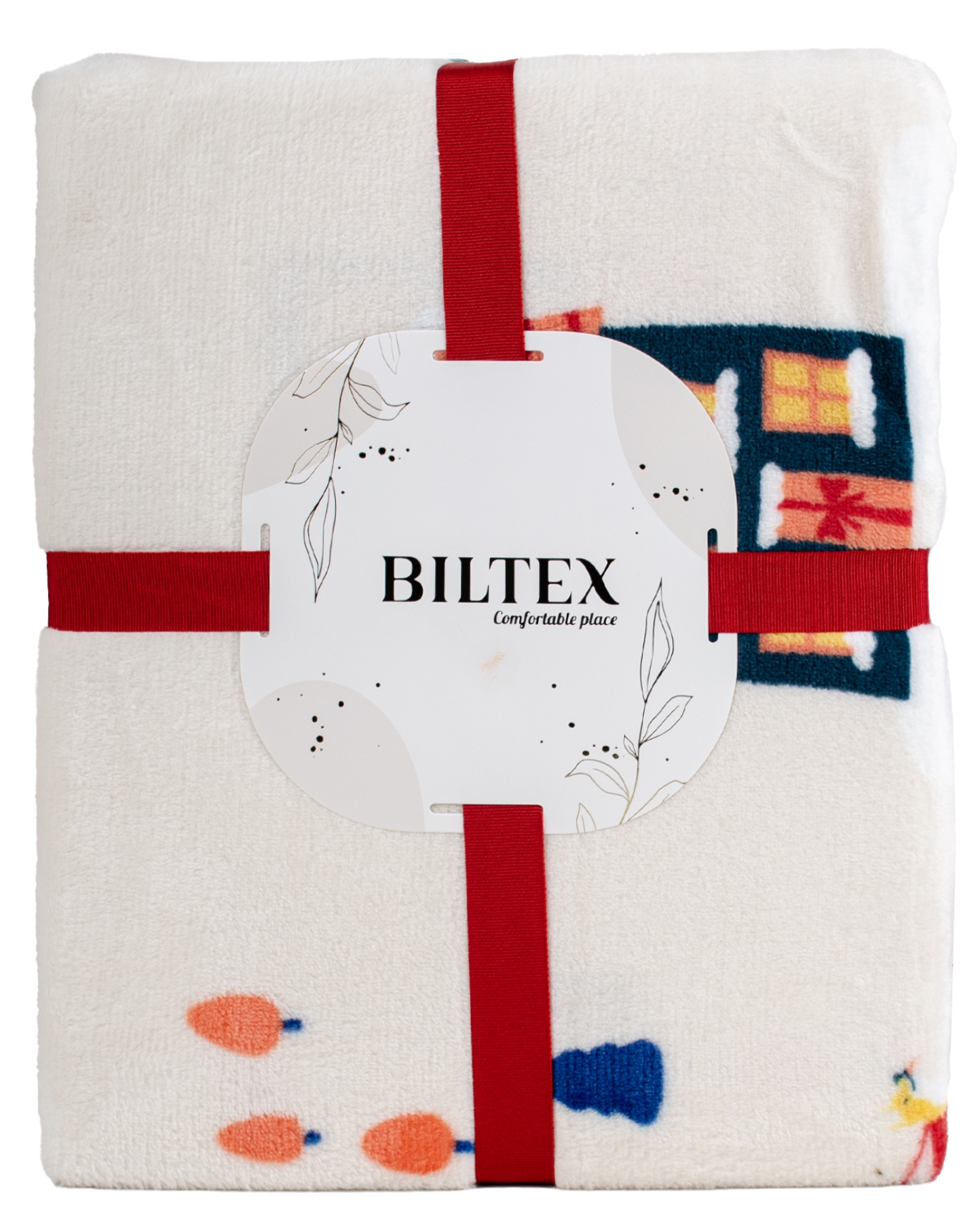 Плед полуторный Biltex новогодний песочный Holiday Mood 150х200 (4820298410499) - Фото 1