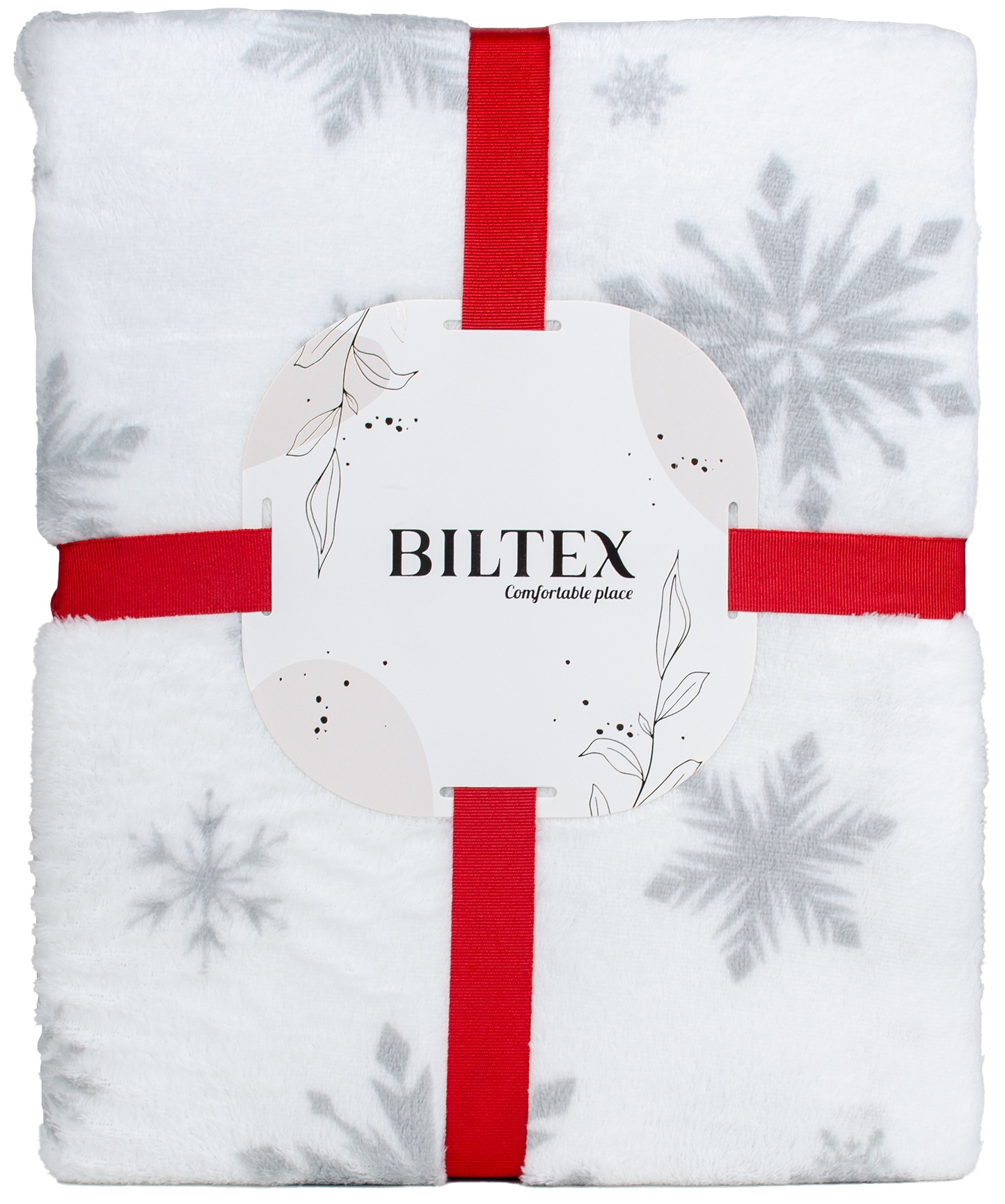 Плед полуторный Biltex новогодний белый Snowflake 150х200 (4820298410543) - Фото 1
