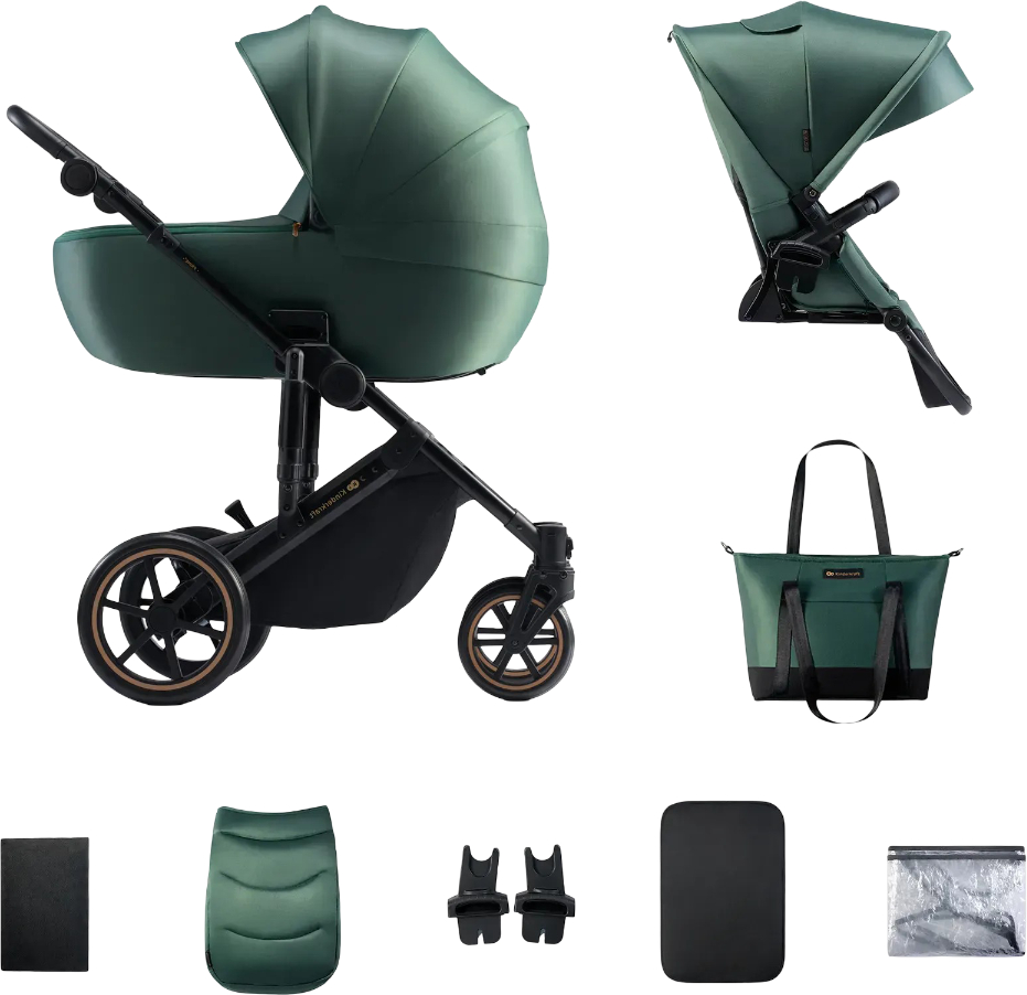 Коляска универсальная 2 в 1 Kinderkraft Prime 2 Dark Green (KSPRIM02GRE2000) - Фото 1