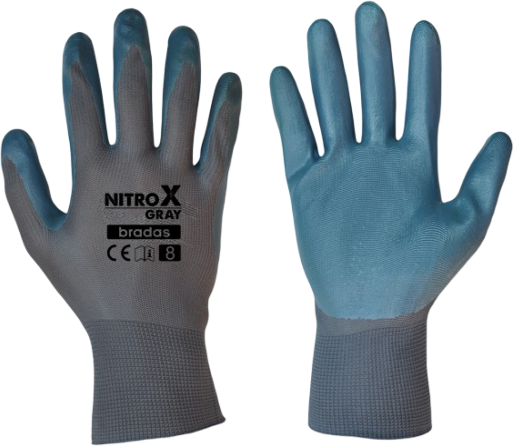Купить Перчатки садовые BRADAS Nitrox Gray с нитриловым покрытием, размер 10, 12 пар Серые с голубым (RWNGY10) - Фото 1 Перчатки садовые BRADAS Nitrox Gray с нитриловым покрытием, размер 10, 12 пар Серые с голубым (RWNGY10) - Фото 1