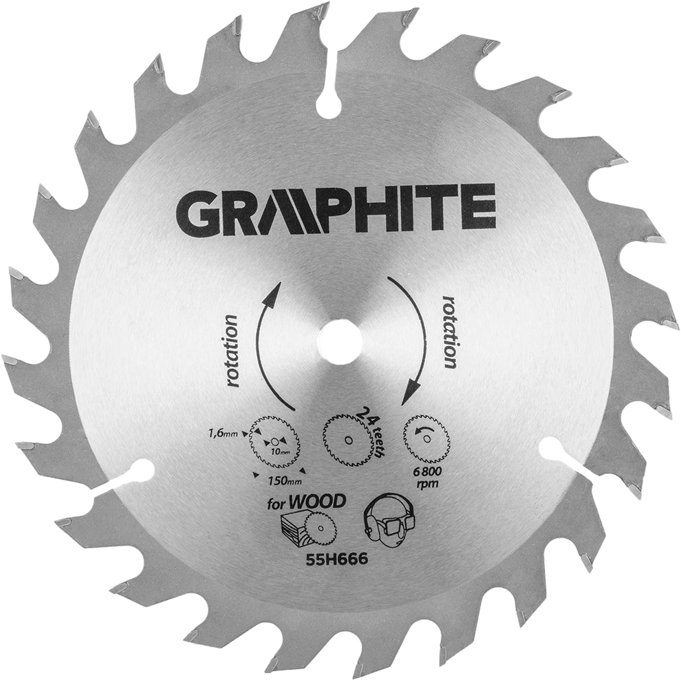 Купить Диск пильный GRAPHITE 150х10мм, 1.6мм, 24 зубов (55H666) - Фото 1 Диск пильный GRAPHITE 150х10мм, 1.6мм, 24 зубов (55H666) - Фото 1