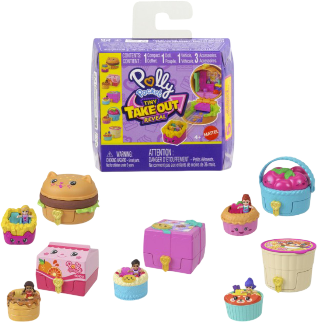 Кукла-сюрприз набор Polly Pocket Take out Reveal серии Доставка еды в ассортименте (JCR44) - Фото 1
