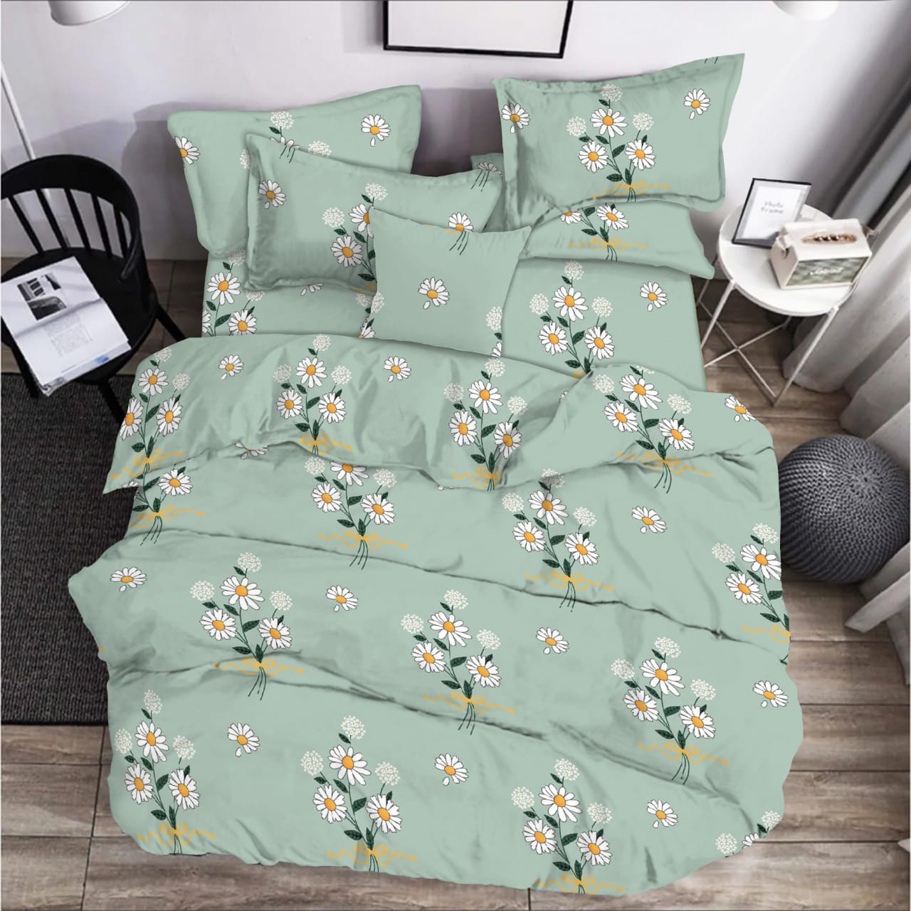 Комплект постельного белья Zastelli Chamomile on Green бязь 145х210 зеленый (19351) - Фото 1