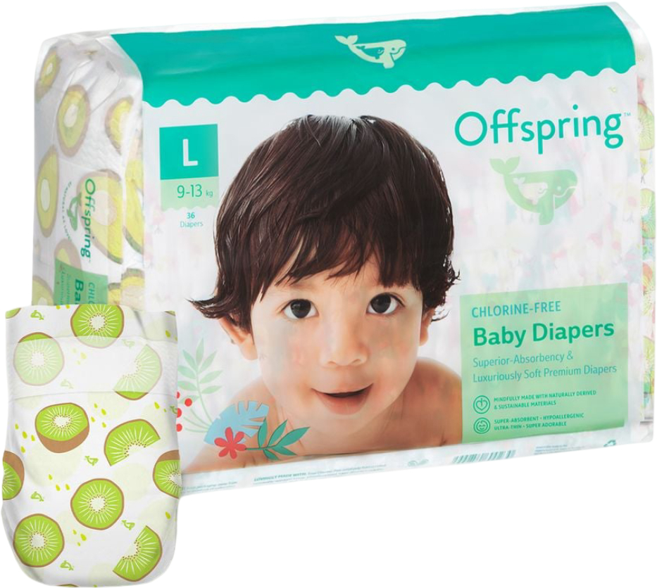 Купити Одноразові підгузки Offspring розмір L 9-13 кг, 36 шт. Ківі (DP-OI-FAT-L36P-HKW) - Фото 1 Одноразові підгузки Offspring розмір L 9-13 кг, 36 шт. Ківі (DP-OI-FAT-L36P-HKW) - Фото 1