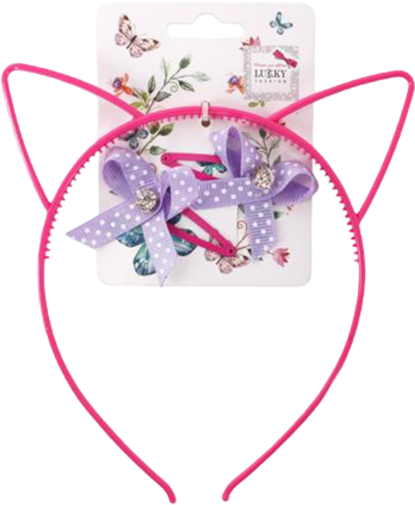 Купити Набір для волосся Lukky Обруч з вушками та двома заколками (T18561) - Фото 1 Набір для волосся Lukky Обруч з вушками та двома заколками (T18561) - Фото 1