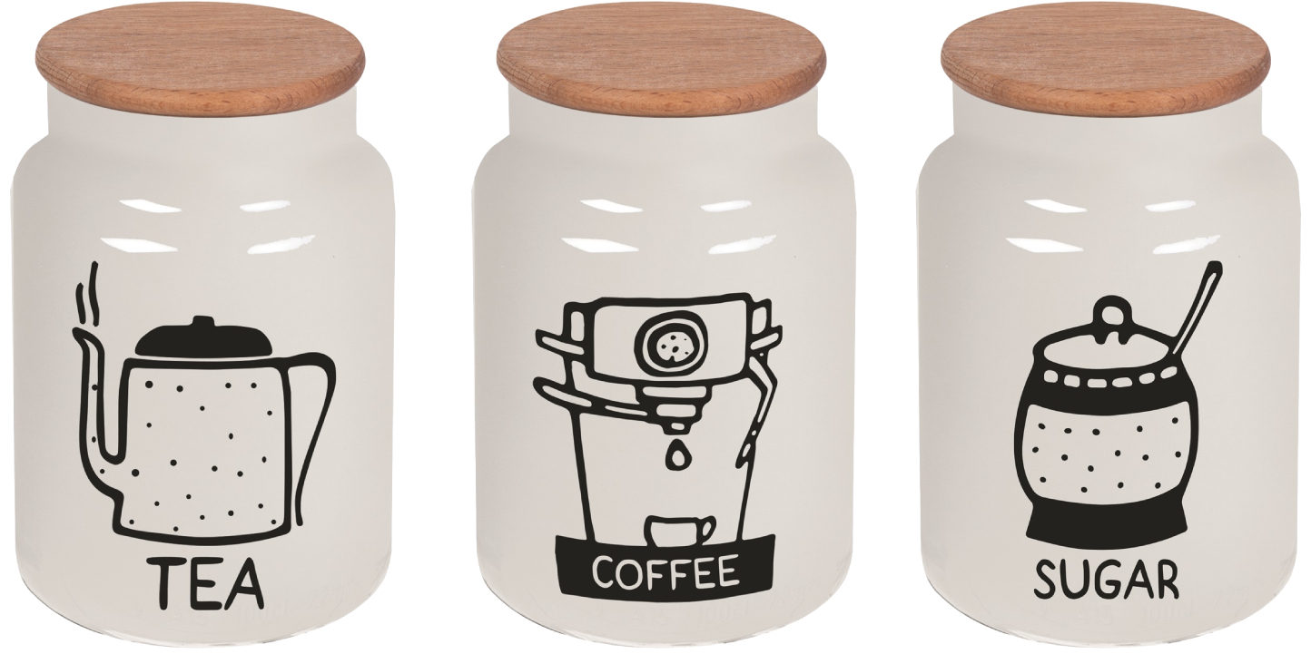 Купить Емкость для сыпучих Herevin White-Black Tea-Coffee-Sugar в ассортименте 0.890 л (232001-264) - Фото 1 Емкость для сыпучих Herevin White-Black Tea-Coffee-Sugar в ассортименте 0.890 л (232001-264) - Фото 1