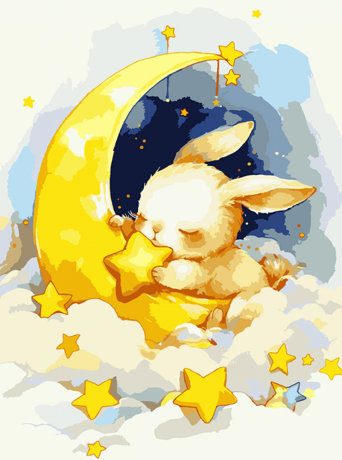 Картина по номерам Santi Зайка со звездочкой 30х40 см LED подсветка (956443) - Фото 1