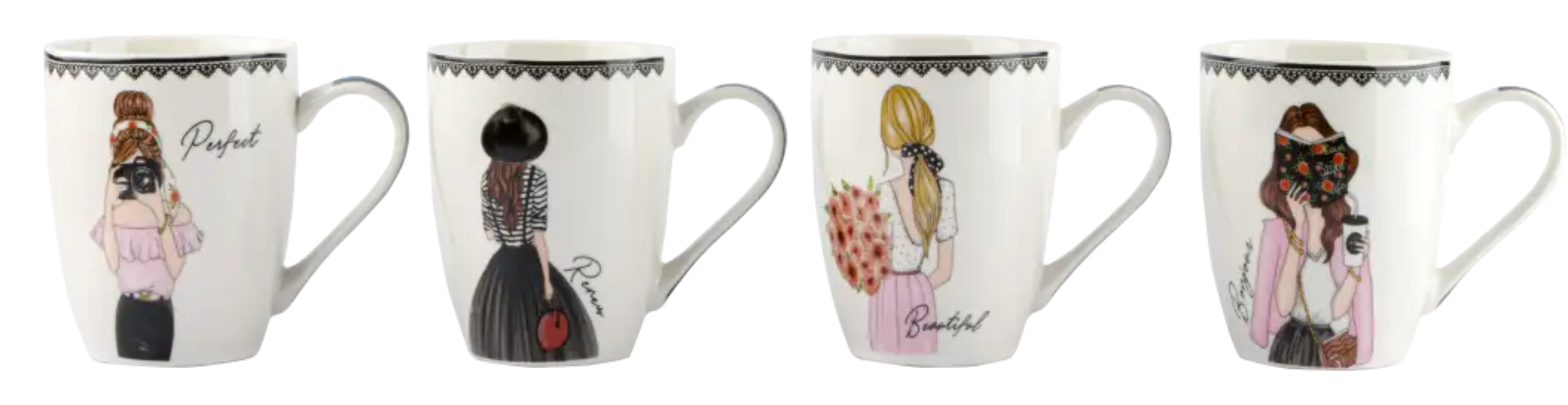 Чашка Vittora Айворі Сучасна дівчина 340 мл в асортименті (VT-C-113340) - Фото 1